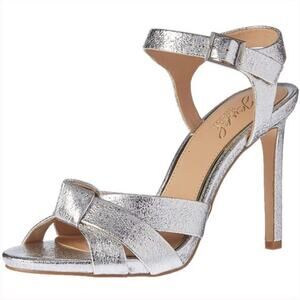 Badgley Mischka Womens Metallic Knotted Richmond High Heels Silver